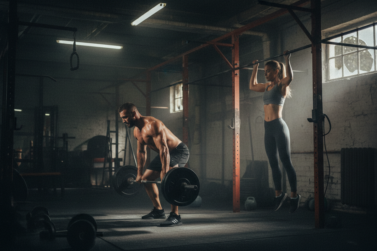 Dark gritty gym workout